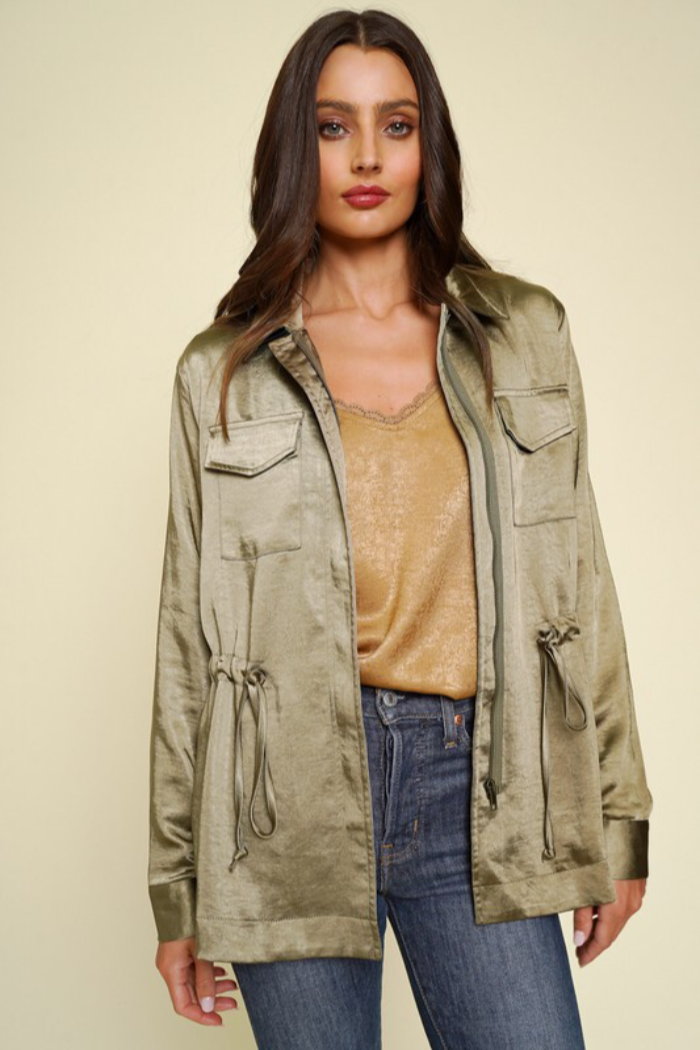Satin utility jacket deals