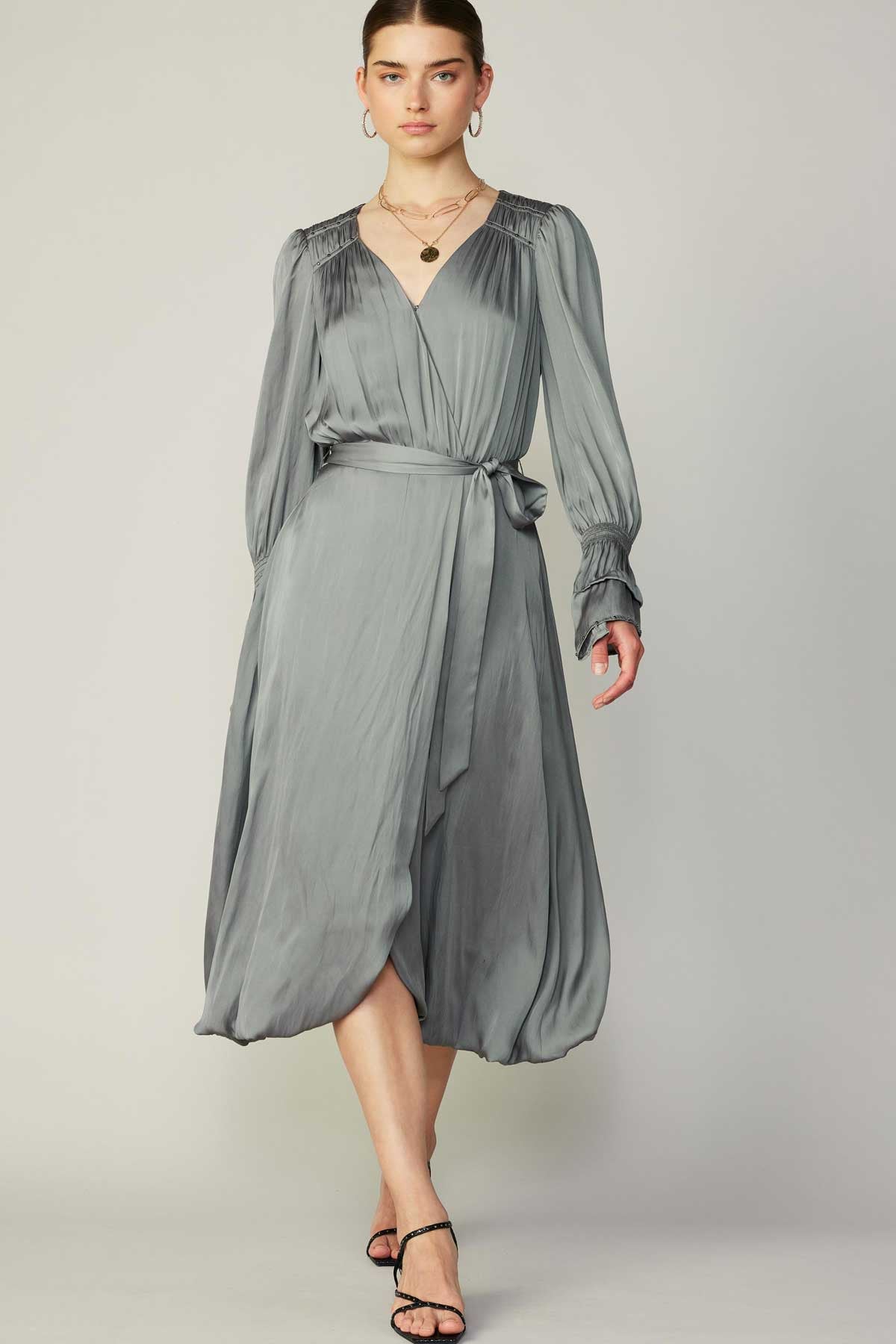 Silk Wrap Dress Grey / XS Silk Wrap Dress Grey / XS