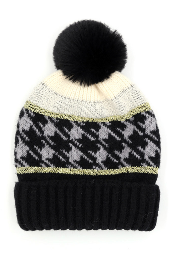 Houndstooth Pompom Hat – Moxy Boutique display picture 3